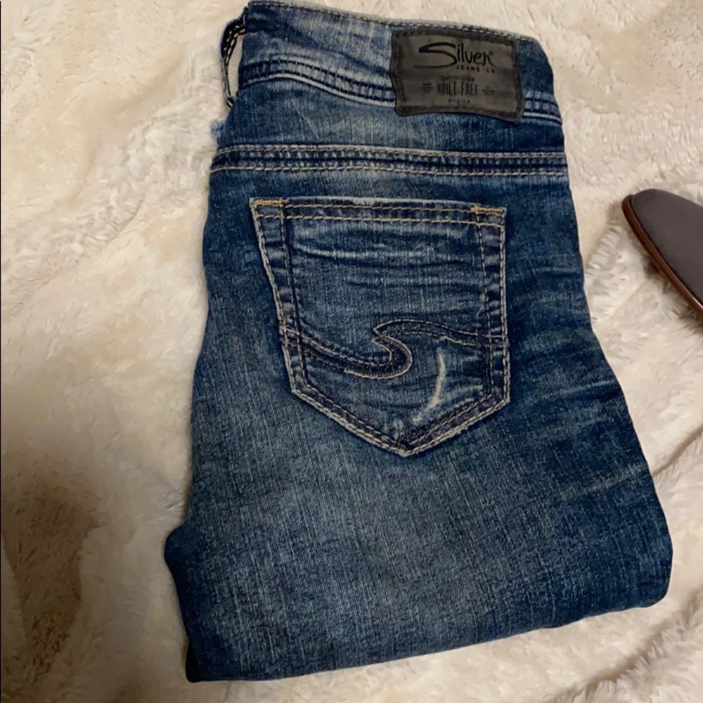 Silver Super Stretch Jeans Size 26 - Picture 3 of 7